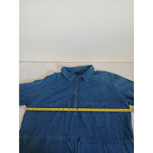 Song Of Style Chambray Tunic Dress Size 2X Belted Roll Tab Sleeve Knee Length - Picture 12 of 16